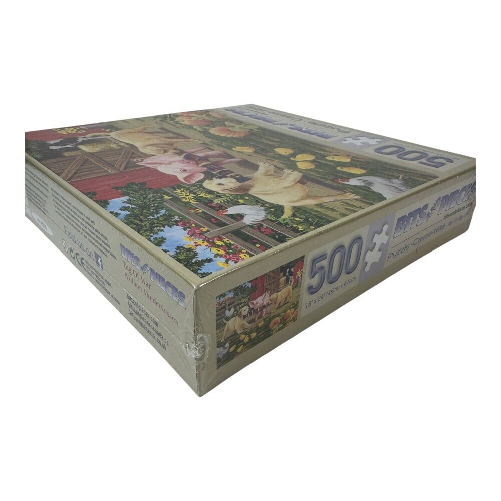 NEW Bits & Pieces Tug Of War 500 Piece Puzzle Puppies Pigs‎ Cow Chicken Farm - Picture 4 of 8